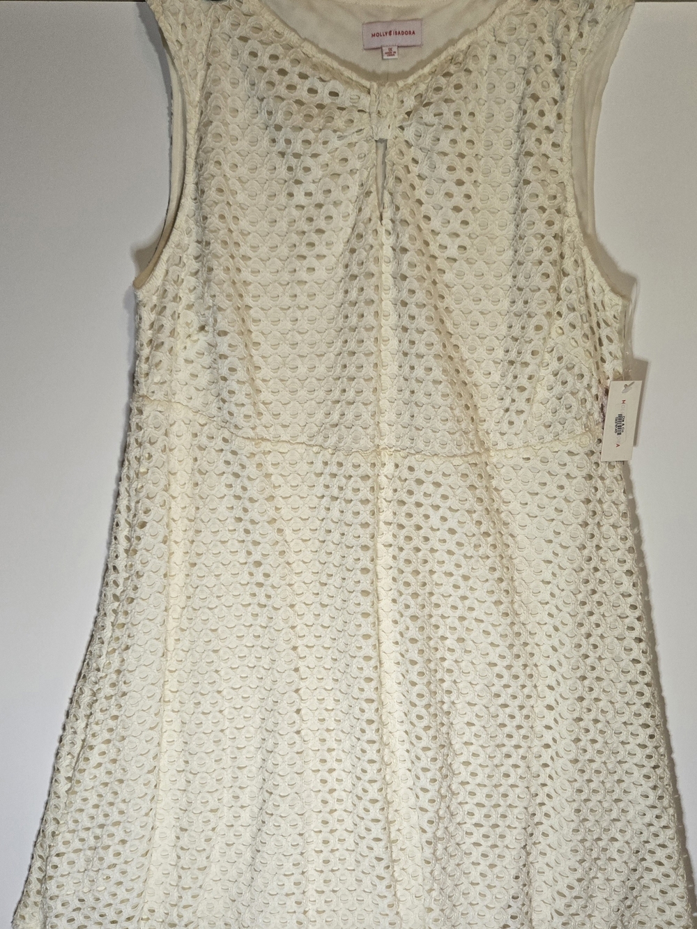 Molly Isadora Cream Sleeveless Lace Overlay Dress